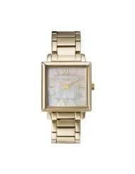 Timex Womens Elegant square face with gold bracelet   T2M829PF