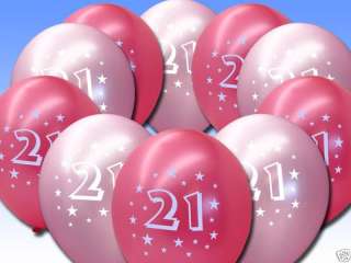 10 Fuschia Pink 21st Birthday 11 Pearlised Balloons  