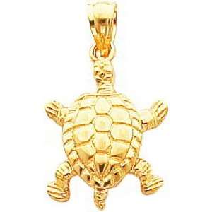  14K Gold 3D Moveable Sea Turtle Charm: Jewelry