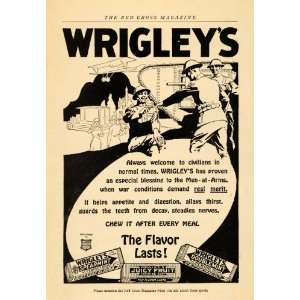   Ad Wrigleys Chewing Gum Varieties WWI Soldiers   Original Print Ad