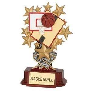  Basketball Trophies   6 INCH COLORFUL RESIN WITH MAHOGNY 