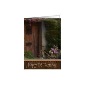  106th birthday, trike,vintage, door, carnation, bouquet 