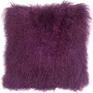  Mongolian Sheepskin Purple Throw Pillow