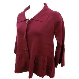 Cyrus Red Collared Cropped Button down Cardigan, Extra 