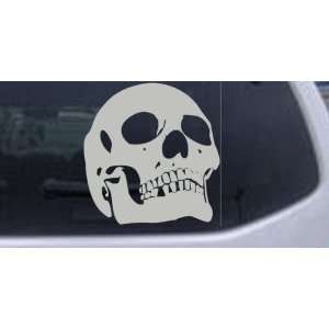 Silver 12in X 12.6in    Skull Front View Skulls Car Window Wall Laptop 