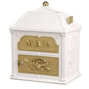  Gaines Mailboxes: White with Polished Brass Classic 
