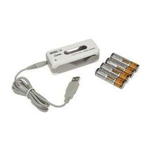  USB BATTERY CHARGER W/ 4 AA 2500MAH BATTERIES Electronics
