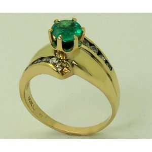  Headturning Colombian Emerald & Diamond Ring 1ct 