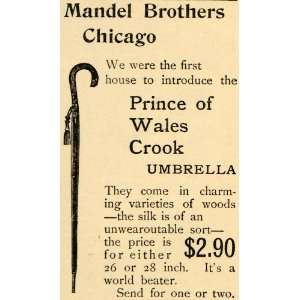  1892 Ad Prince Wales Crook Umbrella Mandel Bros Pricing 