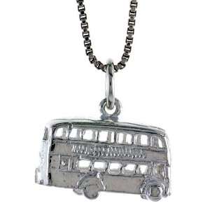   Sterling Silver 3/8 in. (10mm) Tall Double Decker Bus Pendant: Jewelry