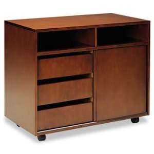   Mobile Storage Cabinet, 34w x 19d x 28h, Toffee