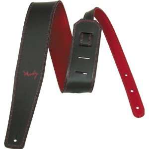   Black Leather Guitar Strap W/ Red Leather Back Stard: Everything Else