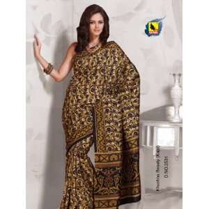   Designer Synthetic Raw Silk Printed Saree / Sari 