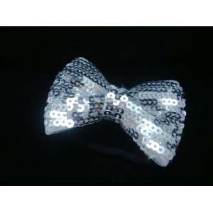  Silver Sequin Bowtie Pony Tail Holder: Beauty