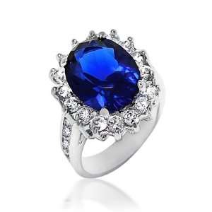  Bling Jewelry Kate Middleton Diana Ring Oval Blue Sapphire 