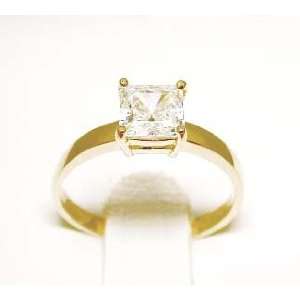  Princess Cubic Zirconia CZ One Carat Solitaire Ring   Size 