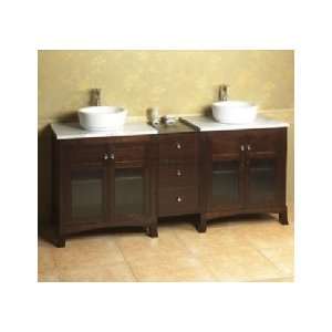   Bathroom Vanity Set W/ 2 Round Ceramic Vessel Sinks