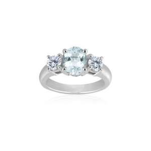 10 Cts Diamond & 3.97 Cts Sky Blue Topaz Classic Three Stone Ring in 