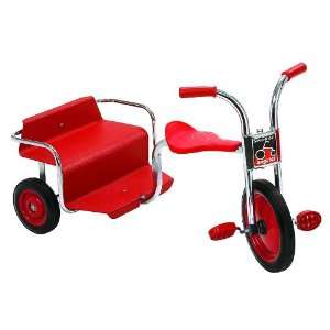 Angeles Silver Rider Rickshaw Trike in Plated Chrome & Red:  