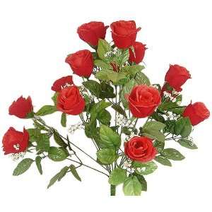   Velvet Rose Bud Bush Wedding Bouquet W/Gypso   Red tv2