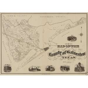  1902 Map of county of Galveston, Texas.: Home & Kitchen