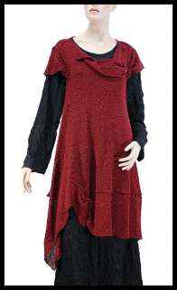 ZUZA BART cute uneven hem wing sleeves tunic S/M burgundy or black 