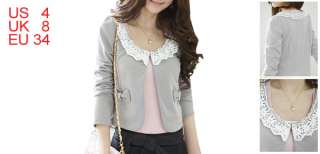 Lady Gray Front Open Buttonless Cropped Bolero Jacket S  