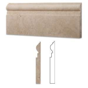 Ivory / Light Travertine Honed 6 X 12 Baseboard Trim Molding   Lot of 