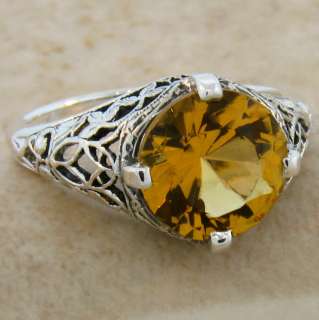 CT CITRINE .925 STERLING SILVER FILIGREE RING SIZE 6, #119 