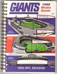1989 New York Giants Football Media Guide  
