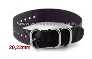BLACK NATO THICK BUCKLES   20MM 0R 22MM OR 24MM