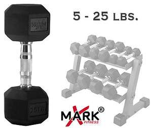 XMark 5 lb   25 lb Rubber Hex Dumbbell Set XM 3301 150S 846291002374 