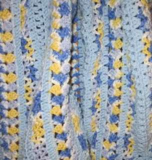 Handmade Crocheted Afghan   FRENCH COUNTRY (variegated) and LIGHT BLUE 