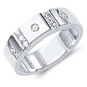 Size   12.5   14k White Gold Diamond Three 3 Stone Wedding Anniversary 