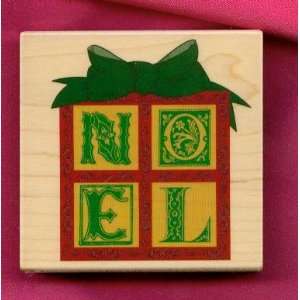  Noel Rubber Stamp on 3 ¼ X 3 ¼ Block Arts, Crafts 