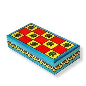 Wooden Box, 5043, Traditional Polish Handcraft, Red and Yellow Checks 