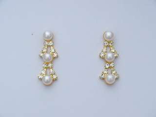 Gold Bridal Wedding Pearl Crystal Necklace Set 1192  