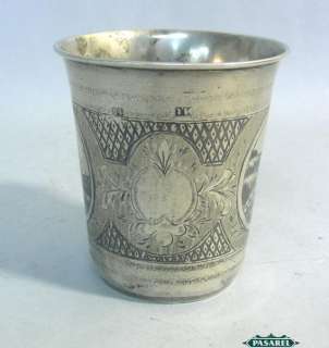 Fine Russian 84 Silver And Niello Cup / Beaker Moscow Ca 1880  