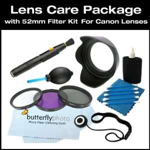  Vivitar 52mm Filter Kit and Lens Hood + Care Package For Canon 60mm 