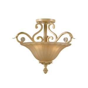   Collection 3 Light 21 Champagne Semi Flush with Ivory Glass 6704 CM