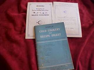 Vintage Norge Rollator Refrigerator Cookery Recipe Book  