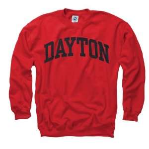  Dayton Flyers Red Arch Crewneck Sweatshirt: Sports 
