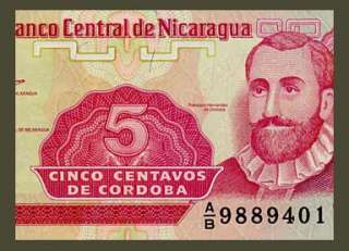 CENTAVOS Banknote NICARAGUA 1991   Francisco CORDOBA Portrait   Pick 