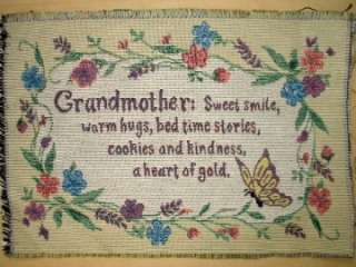 Grandmother heart of Gold TAPESTRY Fabric Pillow Panel  