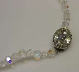 Vintage Aurora Borealis Graduated Crystal Necklace w/Rhinestone Clasp 