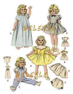 6350 Vintage Doll Clothes Pattern Wardrobe 16 inch  