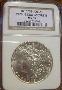 1887 Silver Morgan Dollar NGC MS 65 Vam 12 Gator Eye  