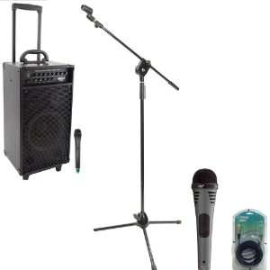  Pyle Speaker, Mic, Cable and Stand Package   PWMA1080I 800 Watt 