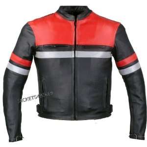  HARDY MOTORCYCLE NEW BIKER ARMOR LEATHER JACKET RED 48 