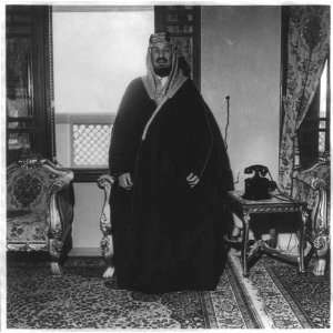 Abdul Aziz Bin Alsaud in his palace,Saudi Arabia,c1945,telephone,chair